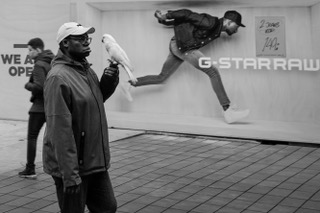 6. Platz: ein Mann hält Zwiesprache mit seinem Papagei, Fotograf: Andreas Brinker